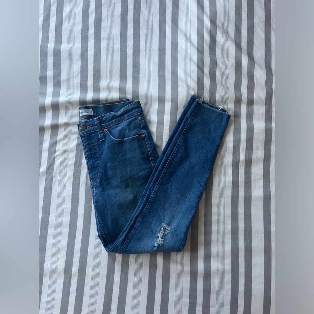 denim skinny jeans with rips and frayed ends